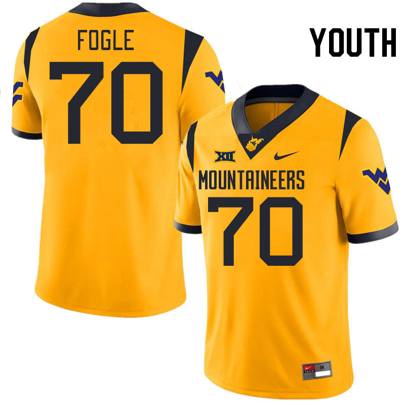 Youth #70 Griffin Fogle West Virginia Mountaineers College 2024 New Uniforms Football Jerseys Stitch